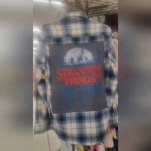 Recycled Stanger Things Plaid Flannel Shirt Size Small